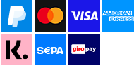 PayPal, Mastercard, Visa, American Express, Klarna, SEPA und giropay